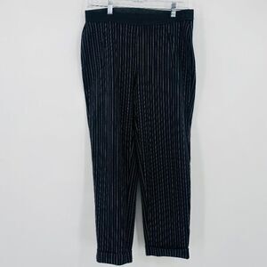 LOFT Size Small Black White Pinstripe Pull On Straight Leg Career Trouser Pants
